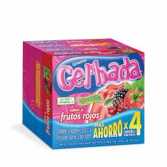 Gelatina En Polvo Gel'Hada Sabor A Fresa, Naranja, Uva Y Frutos x 35gr x 4 Unidades