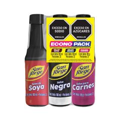 Salsa De Soya X 160gr + Salsa Negra X 160gr + Salsa Para Carnes X 185gr Pet Econopack