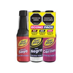 Salsa De Soya X 160gr + Salsa Negra X 160gr + Salsa Para Carnes X 185gr Pet Econopack
