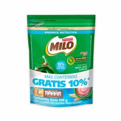 Milo Nestlé Active-Go Nutri Fit Menos Azúcar Doypack x 550gr Gratis 10% Más Contenido