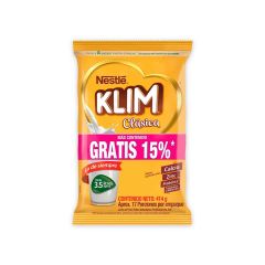 Leche En Polvo Klim Clásica Fortificada Instantánea Bolsa x 414gr Gratis 15%
