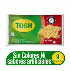 Galletas Tosh Baja En Grasa Sabor A Ajonjolí x 225gr x 9 Paquetes