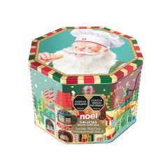 Galletas De Navidad Noel Dulces Surtidas Cofre Octagonal Tambor En Lata X 780gr