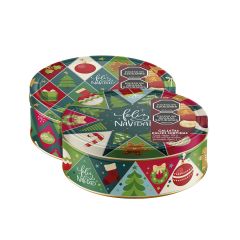 Galletas De Navidad Noel Dulces Surtidas Cofre Circular En Lata X 110gr
