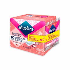 Toallas Femeninas Nosotras Invisible Clásica Multiestilo x 10 Unidades + Protectores Multiestilo x 5 Unidades