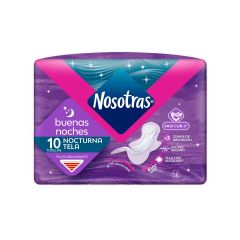 Toallas Femeninas Nosotras Buenas Noches Nocturna Invisible Tipo Tela x 10 Unidades