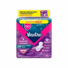 Toallas Femeninas Nosotras Buenas Noches Nocturna Natural Tipo Tela x 24 Unidades