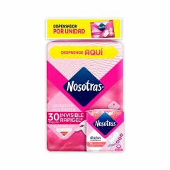 Toallas Femeninas Nosotras Invisible Cubierta Rapigel x 30 Unidades + Protectores Multiestilo x 15 Unidades