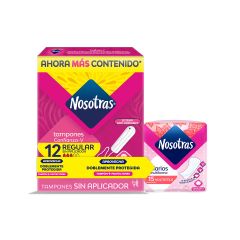 Tampones Nosotras Digital Regular Sin Aplicador X 12 Unidades + Protector Diario Multiestilo X 15 Unidades
