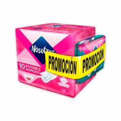 Toallas Femeninas Nosotras Invisible Cubierta Rapigel x 10 Unidades + Protectores Diarios Largos x 5 Unidades
