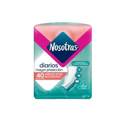 Protectores Nosotras Diarios Largos Con Alas Multiestilo x 40 Unidades
