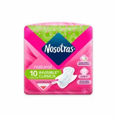 Toallas Femeninas Nosotras Natural Invisible Clásica Tipo Tela Algodón x 10 Unidades