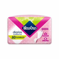 Protectores Nosotras Diarios Multiforma Flexibles x 60 Unidades