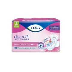 Toallas Femeninas Tena Discreet Mini Con Alas x 10 Unidades