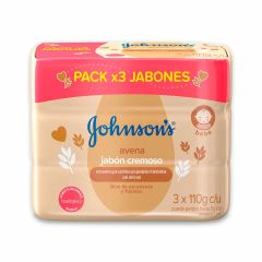Jabón En Barra Cremoso Johnson's Baby Avena x 110gr x 3 Unidades