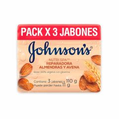 Jabón En Barra Johnson's Nutri Spa Reparadora Almendras Y Avena x 110gr x 3 Unidades
