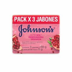Jabón En Barra Johnson's Nutri Spa Renovadora Granada x 110gr x 3 Unidades