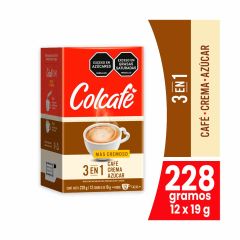 Café Soluble Colcafé 3 En 1 Café, Crema Y Azúcar Display x 228gr x 12 Sobres