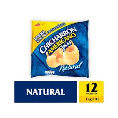 Pasabocas Chicharrón Americano Jacks Sabor Natural x 15gr x 12 Unidades