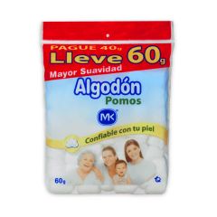 Pomos De Algodón Mk Pague 40gr Lleve 60gr