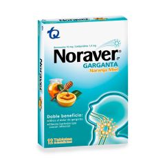 Noraver Garganta Tq Sabor A Naranja Miel x 12 Tabletas