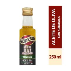 Aceite De Oliva Extra Virgen Monticello Con Albahaca X 250ml