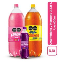 Bebida Gaseosa Postobón Surtida x 3125ml x 2 Unidades Gratis 600ml Oferta