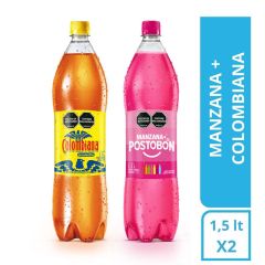 Bebida Gaseosa Manzana + Colombiana Postobón x 1500ml x 2 Unidades Precio Especial