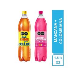 Bebida Gaseosa Manzana + Colombiana Postobón x 1500ml x 2 Unidades Precio Especial