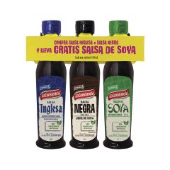 Salsa Inglesa + Salsa Negra La Constancia Pet x 164ml Gratis Salsa De Soya Pet x 164ml