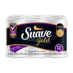 Papel Higiénico Suave Gold Triple Hoja x 12 Unidades x 32mts