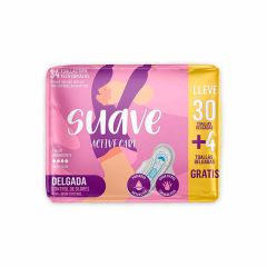 Toallas Femeninas Suave Active Care Delgada Tipo Tela Con Alas Lleve 34 Pague 30