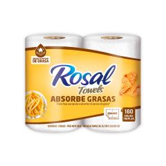 Toallas De Cocina Multiusos Rosal Absorbe Grasas x 160 Hojas x Rollo Triple Hoja