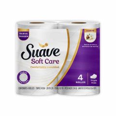 Papel Higiénico Suave Soft Care Triple Hoja Aroma Karité x 4 Unidades x 28mts