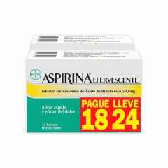 Aspirina Efervescente Bayer Display Pague 18 Lleve 24