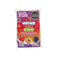 Yogur Kid Colanta Semidescremado Sabor A Fresa Mora Y Melocotón Bolsa x 200gr x 6 Unidades