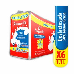 Leche Alquería Deslactosada Semidescremada Bolsa x 1100ml x 6 Unidades