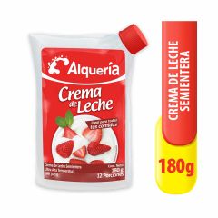 Crema De Leche Alquería Semientera Uht Doypack x 180gr