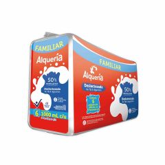 Leche Alquería Deslactosada Fácil Digestión 50% Menos Grasa Bolsa X 1000ml X 6 Unidades