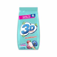 Detergente En Polvo 3D Multiusos Con Bicarbonato Fusión Floral x 5000gr
