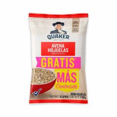 Avena En Hojuelas Quaker Original Bolsa x 1100gr Más Contenido