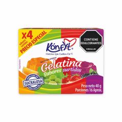 Gelatina En Polvo Konfyt Sabores Surtidos x 40gr x 4 Unidades Precio Especial
