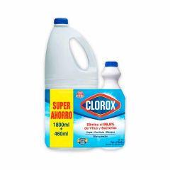 Blanqueador Desinfectante Clorox Original Pet x 1800ml + 460ml Súper Ahorro