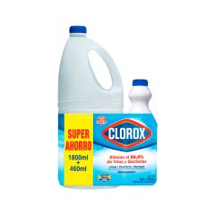 Blanqueador Desinfectante Clorox Original Pet x 1800ml + 460ml Súper Ahorro