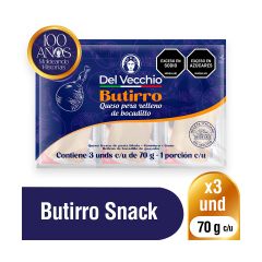 Queso Butirro Del Vecchio Pera Relleno De Bocadillo x 70gr x 3 Unidades
