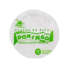 Plato De Papel Domingo Mediano x 12 Unidades