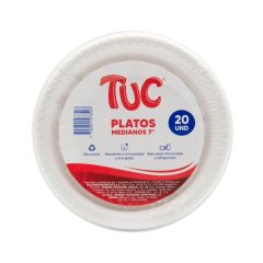Platos Desechables Tuc Color Blanco Mediano 7 Pulgadas X 20 Unidades