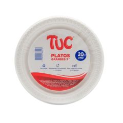 Platos Desechables Tuc Color Blanco Grande 9 Pulgadas X 20 Unidades