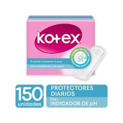 Protectores Kotex Diarios Con Indicador De Ph x 150 Unidades