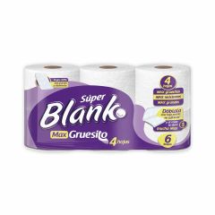 Papel Higiénico Súper Blanko Max Gruesito Cuatro Hojas X 6 Unidades